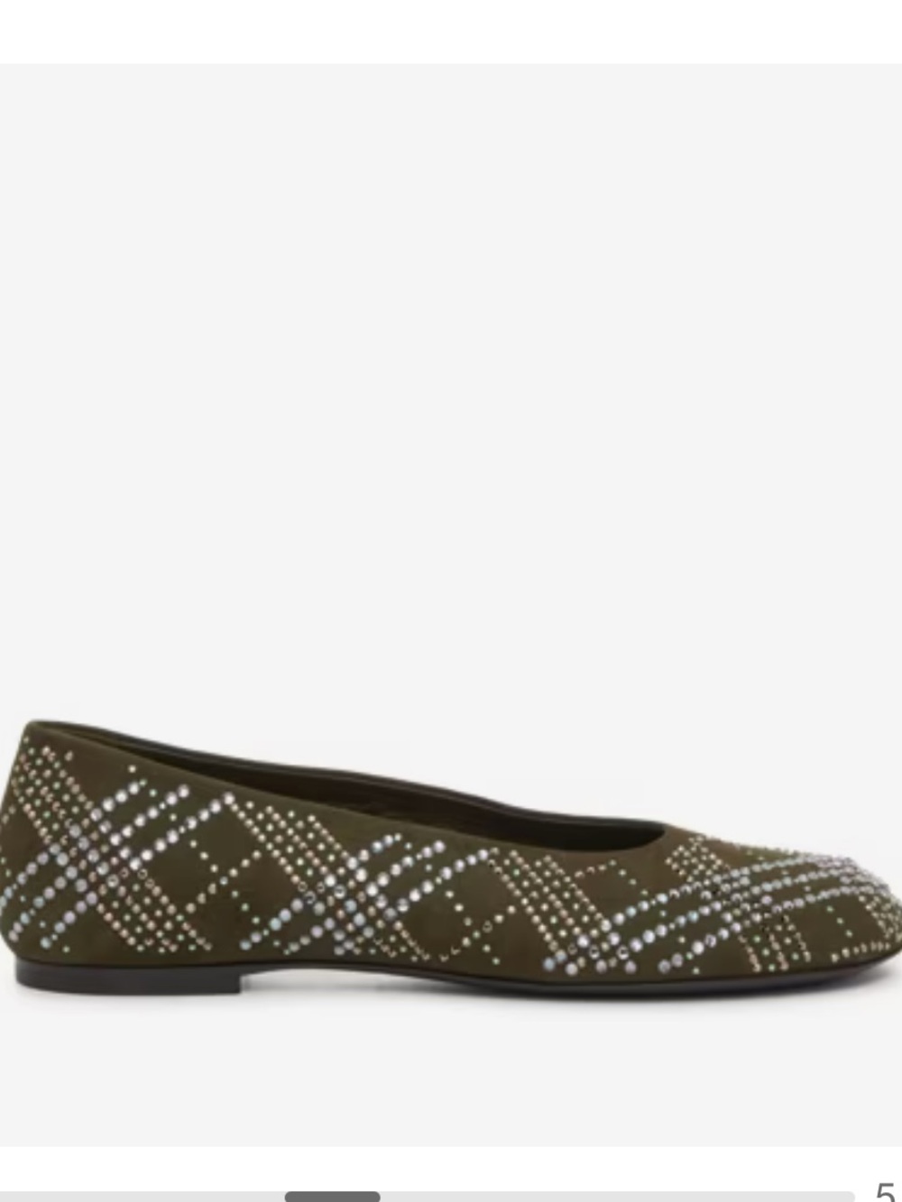 Burberry baby suede and crystal ballet flats loch olive 38.5 US 8.5 box dust bag